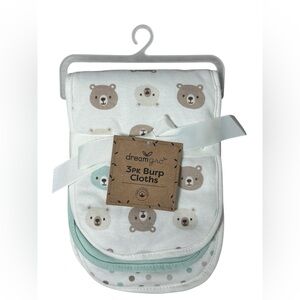 NWT Dreamgro 3 pk. Thick Cotton Burp Cloths for Infant, Aqua, Cream, & Tan